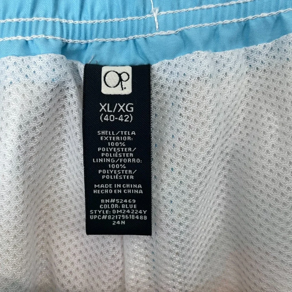 Ocean Pacific OP Swim Trunks Men XL Blue Floral Hibiscus Lined Beach Surf